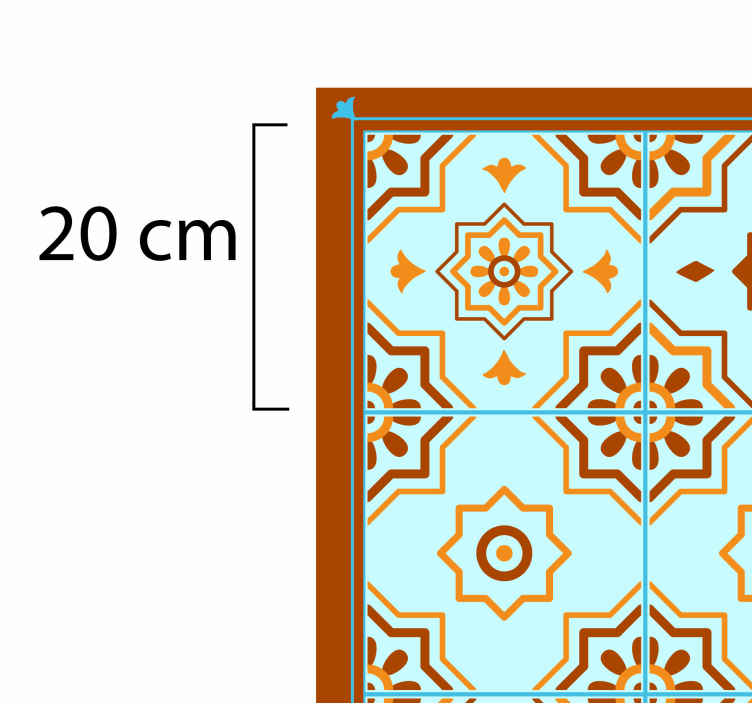 Alfombra hidráulica vinílica azulejos Mosaico naranja y azul - TenVinilo