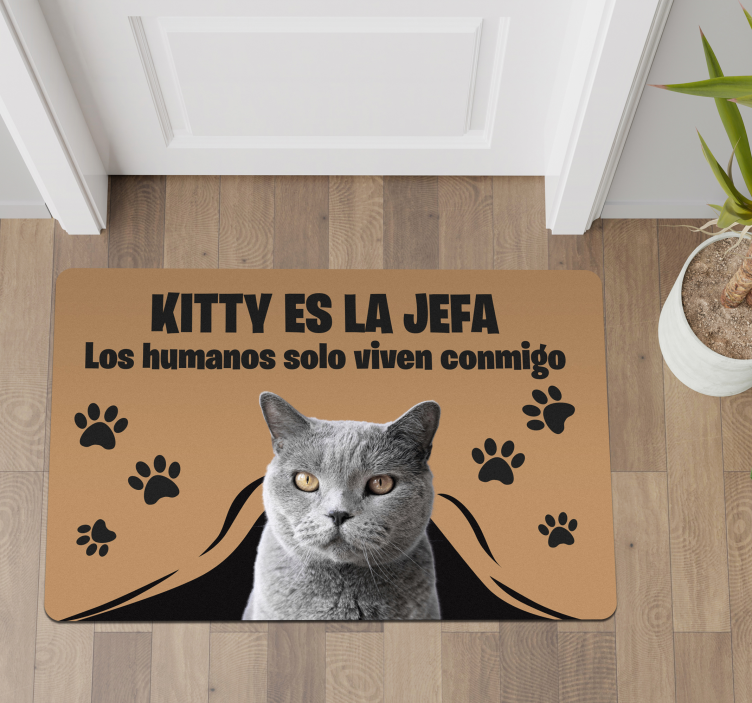 Alfombra vinílica entrada personalizada mascota - TenVinilo