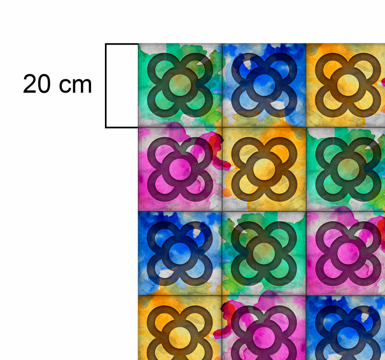 Alfombra vinilo salón azulejo panot colorido - TenVinilo