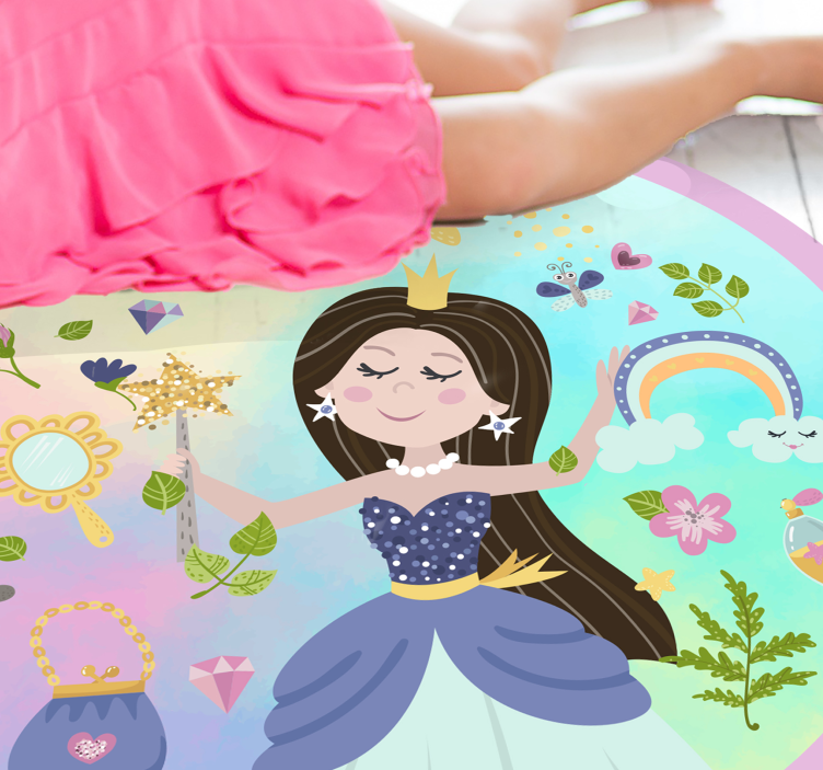 Alfombra de vinilo infantil Princesa fondo multicolor - TenVinilo