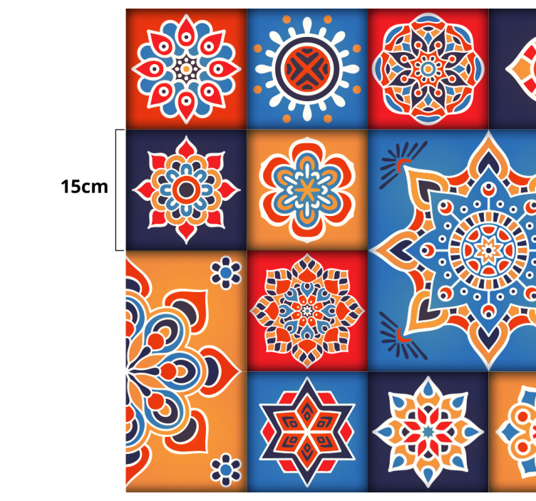 Alfombra vinilo cocina Coloridos azulejos florales - TenVinilo