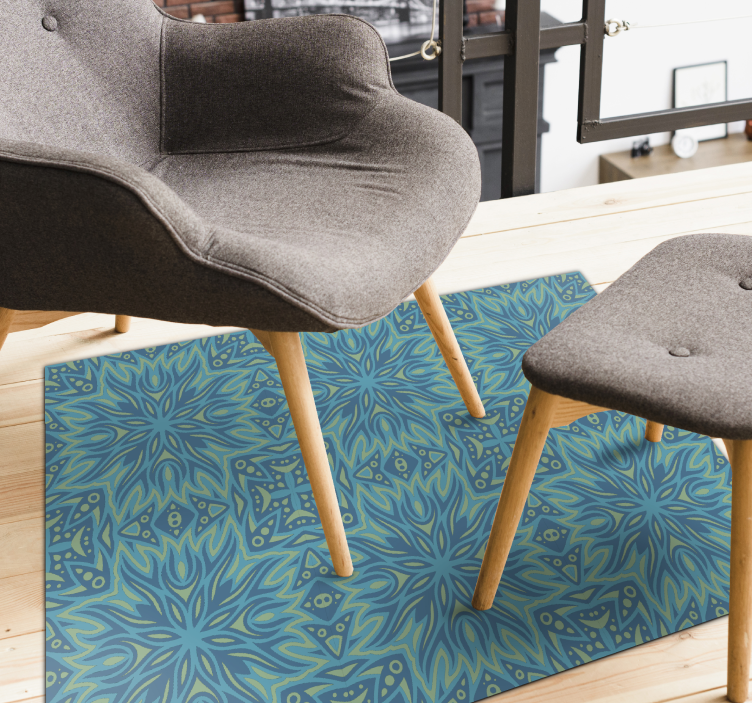 Alfombra vinilo azul inspiración simétrica - TenVinilo