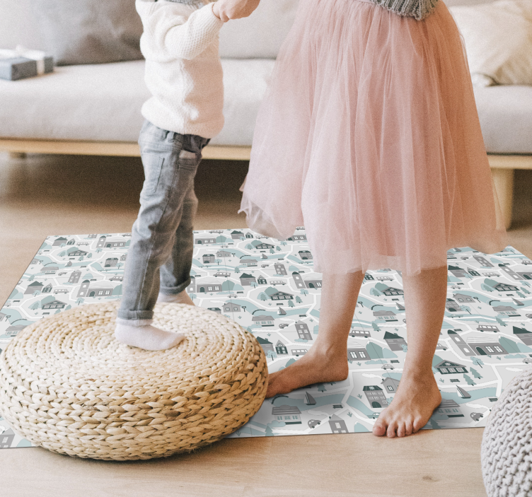 Alfombra carretera encantadora escena de pueblo - TenVinilo
