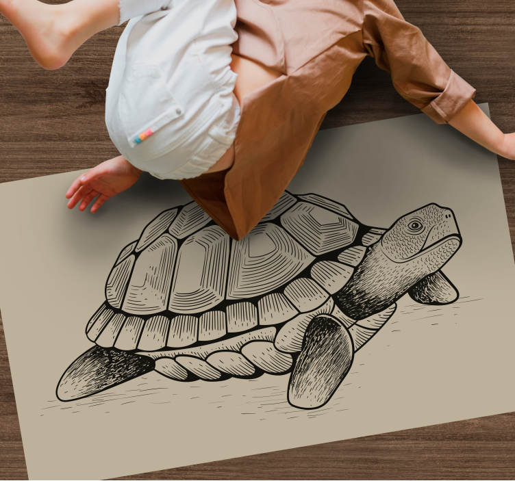 Alfombra vinílica animales ilustración de tortuga - TenVinilo