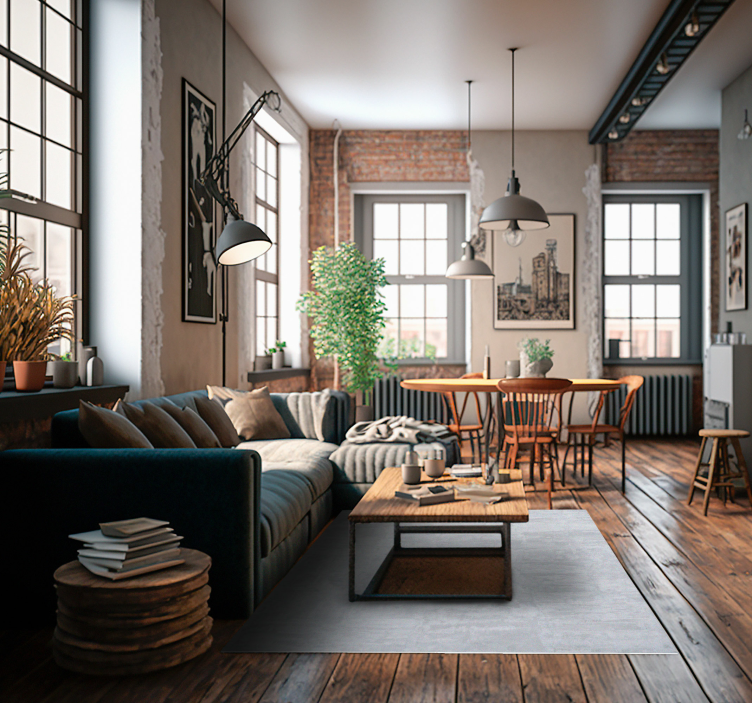 Alfombra vinílica salón efecto piedra cemento - TenVinilo