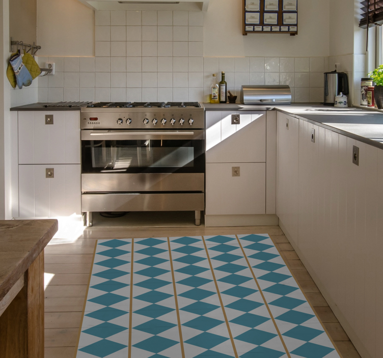 Alfombra pvc cocina geométrica diseño sueco - TenVinilo