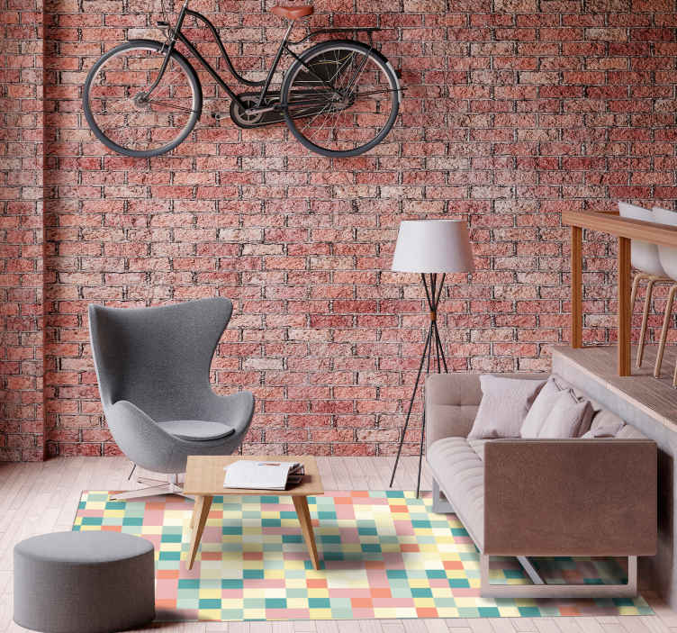 Alfombra vinílica juvenil con cuadrados de colores - TenVinilo