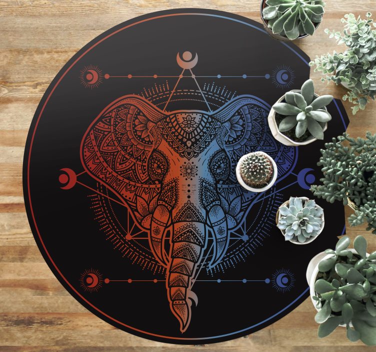 Alfombra vinílica étnica elefante mandala - TenVinilo