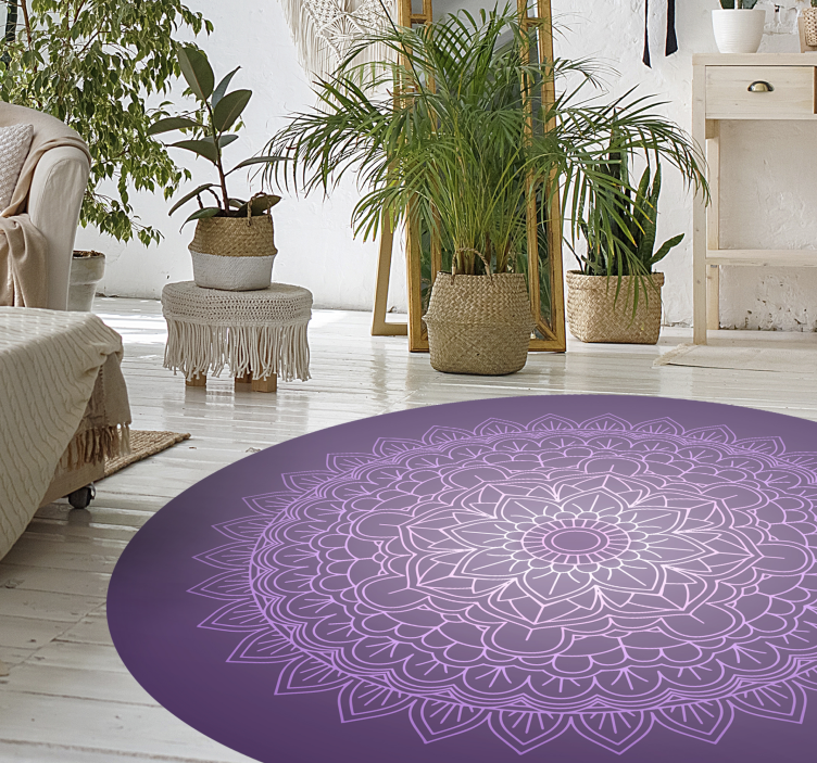 Alfombra vinílica dormitorio mandala morado - TenVinilo