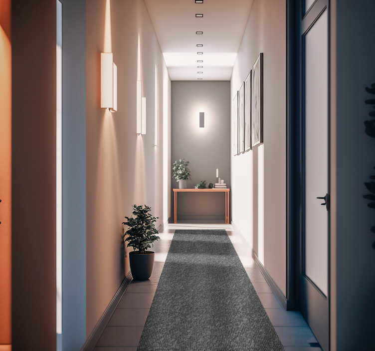 Alfombra vinilo pasillo tela monocolor gris - TenVinilo