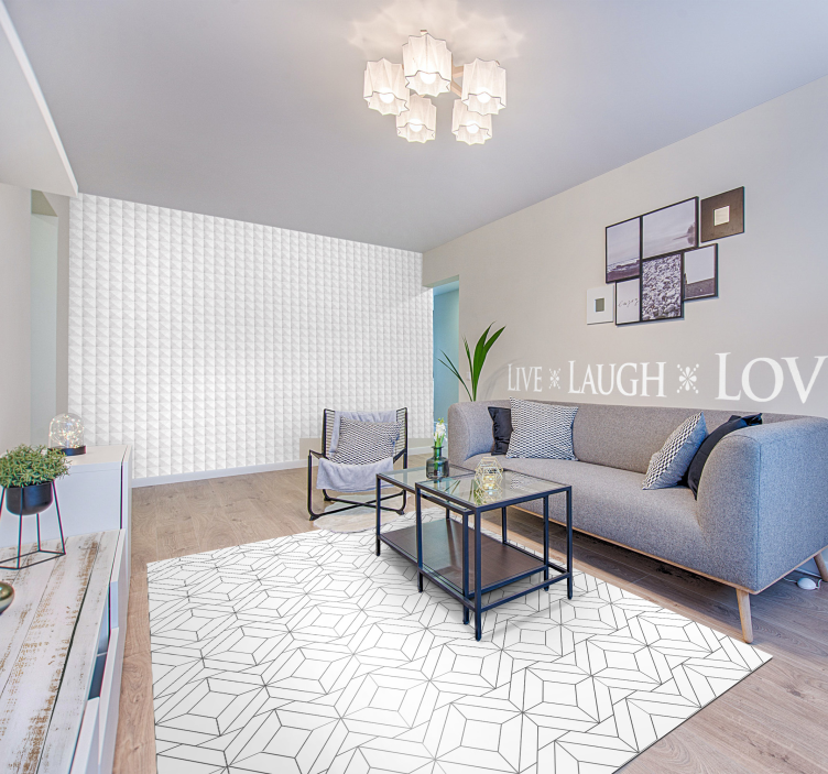 Alfombra vinilo salón nórdica japandi geométrica - TenVinilo