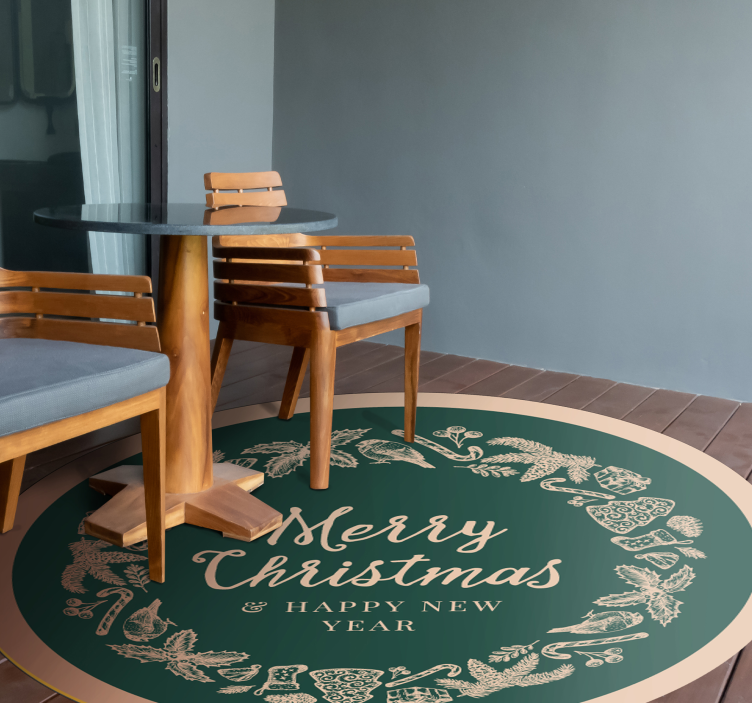 Alfombra vinílica entrada feliz navidad y próspero año nuevo - TenVinilo