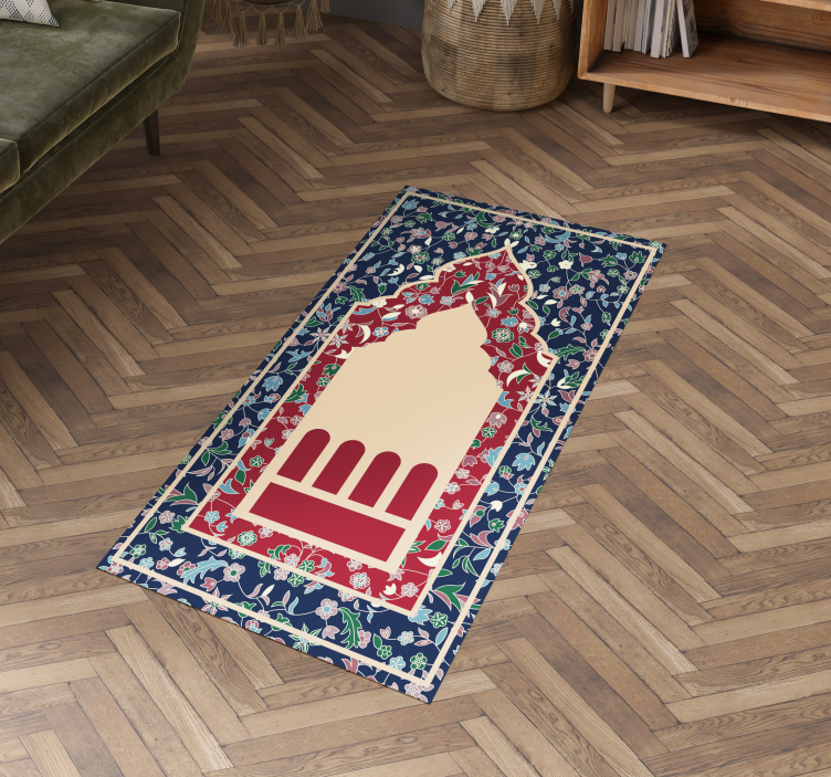 Alfombra vinílica étnica marroquí flores - TenVinilo