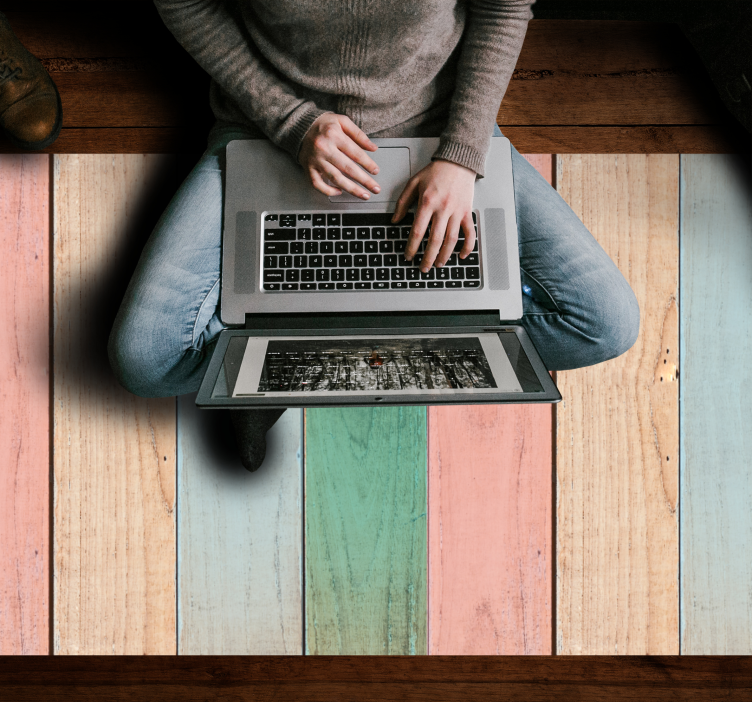 Alfombra vinílica textura madera Tablones de colores con textura  - TenVinilo