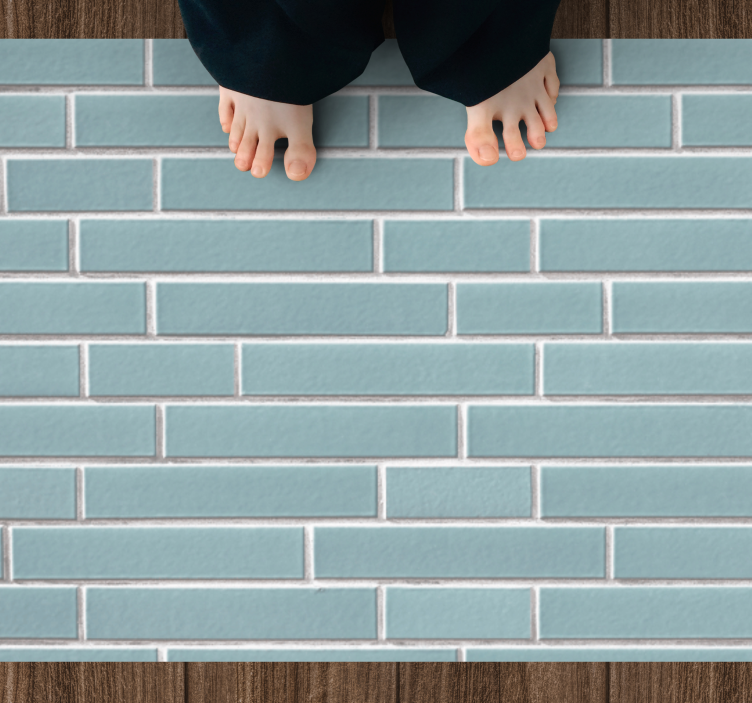 Alfombra vinílica textura Patrón de ladrillos azul claro - TenVinilo