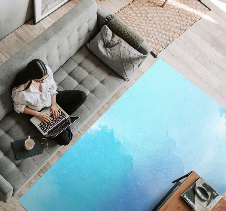 Alfombra vinílica textura piedra Cemento azul bebé - TenVinilo