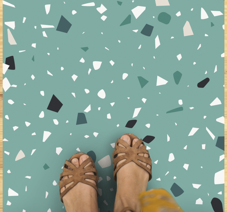 Alfombra vinilo baño textura terrazzo aguamarina - TenVinilo