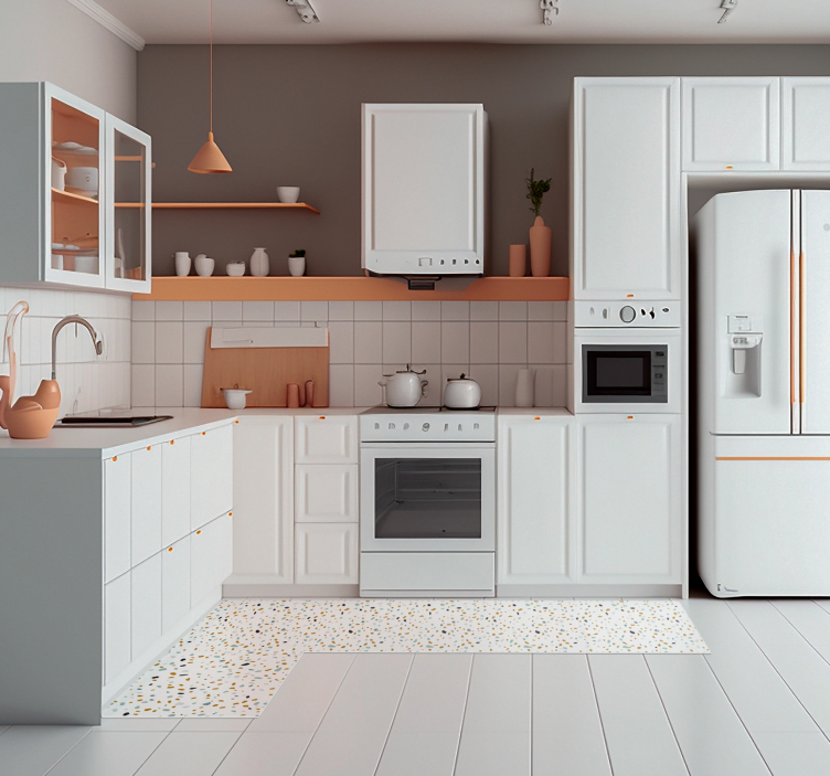 Alfombra vinílica cocina nórdica efecto terrazo - TenVinilo