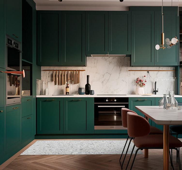 Alfombra vinilo cocina textura terrazo gris - TenVinilo