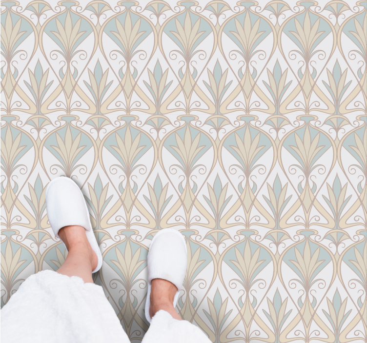 Alfombra vinílica vintage patrón retro botánico - TenVinilo