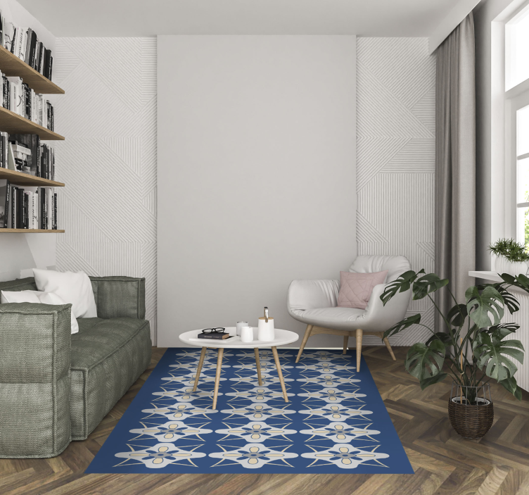 Alfombra hidráulica composición de azulejos florales - TenVinilo