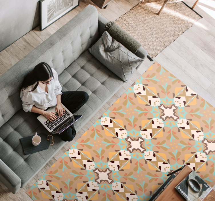 Alfombra hidráulica vinílica estallido de mosaico - TenVinilo