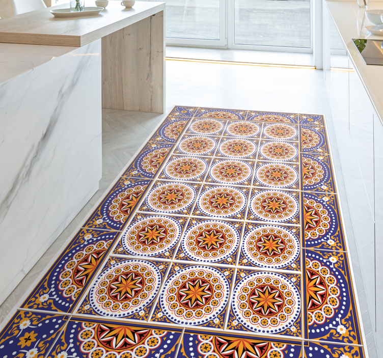 Alfombra hidráulica patrón de mosaico mandala - TenVinilo