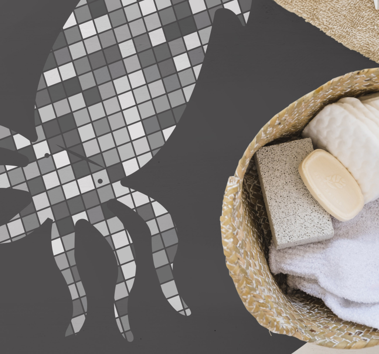 Alfombra hidráulica silueta de calamar mosaico - TenVinilo