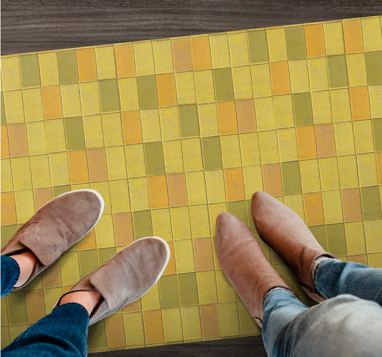 Alfombra hidráulica vinílica arreglo de mosaico amarillo - TenVinilo