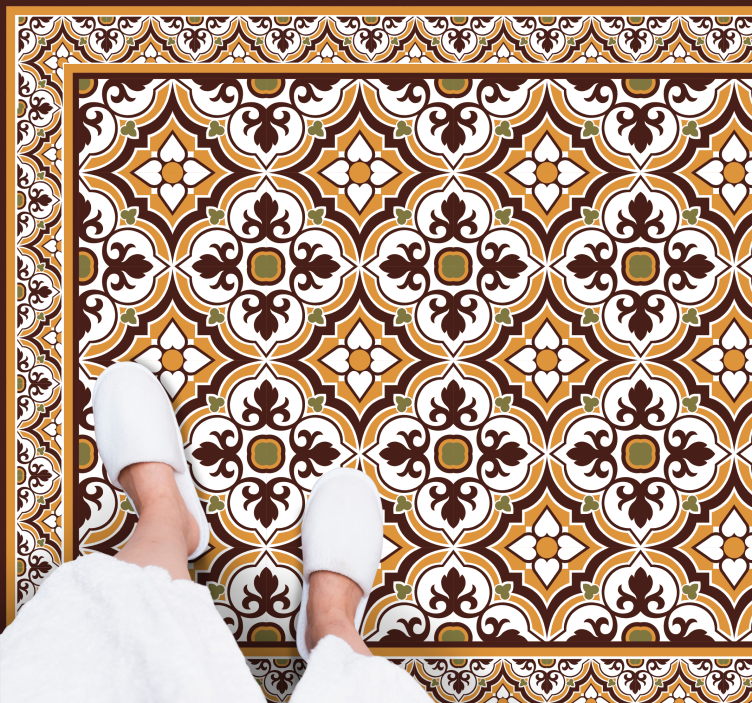 Alfombra hidráulica vinílica elaborado arreglo de mosaico - TenVinilo