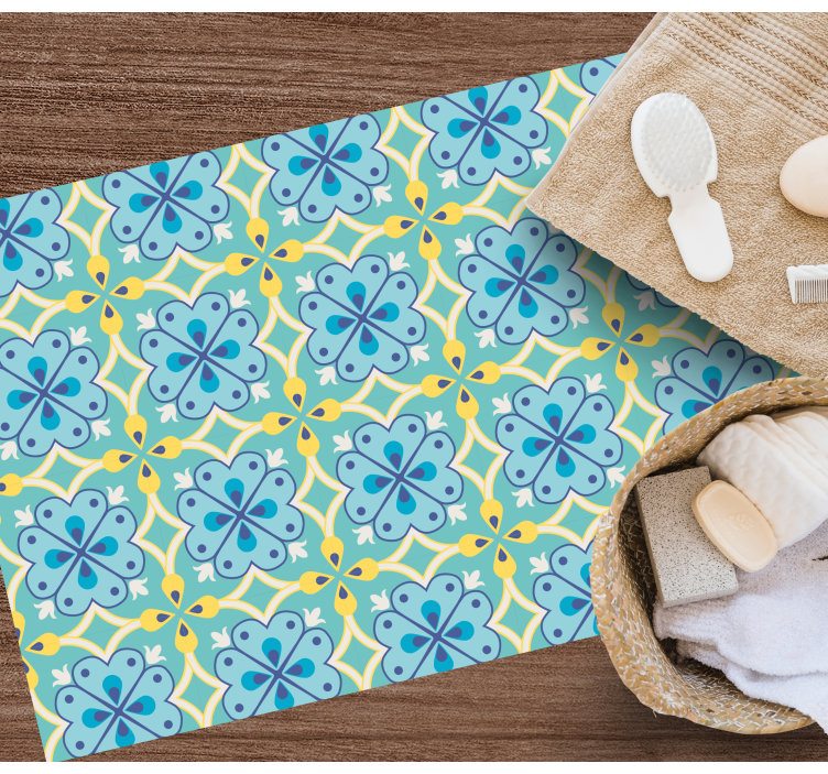 Alfombra hidráulica vinílica elementos florecientes - TenVinilo