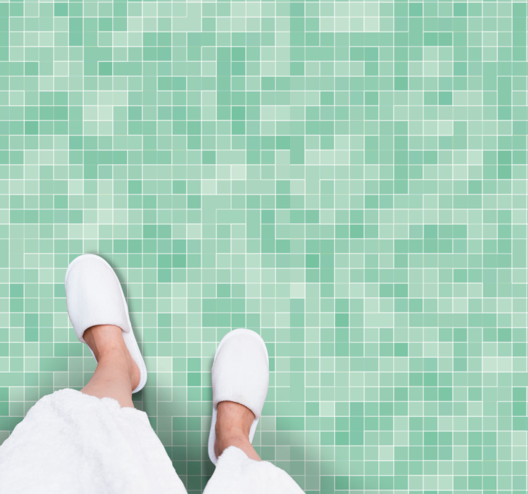 Alfombra hidráulica vinílica patrón de mosaico de menta - TenVinilo