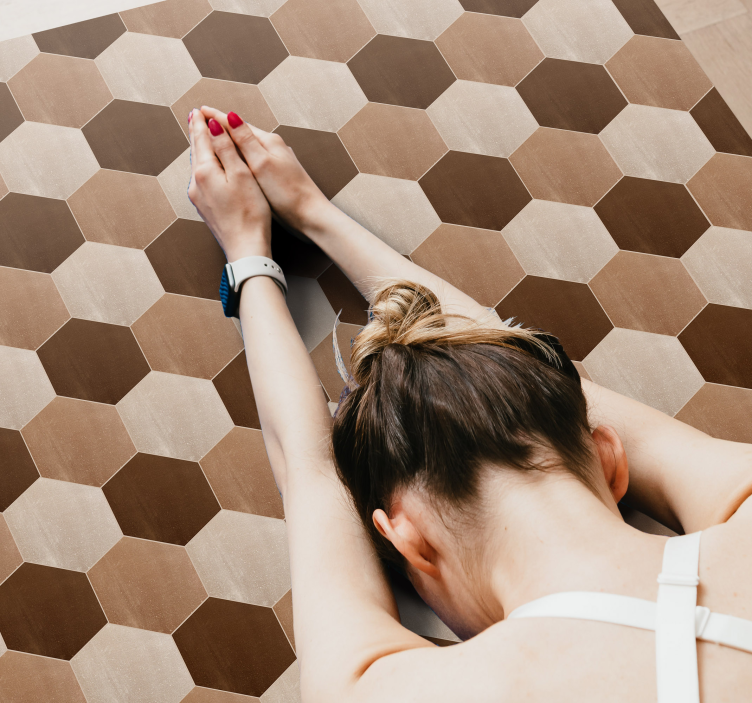 Alfombra hidráulica vinílica patrón de panal - TenVinilo