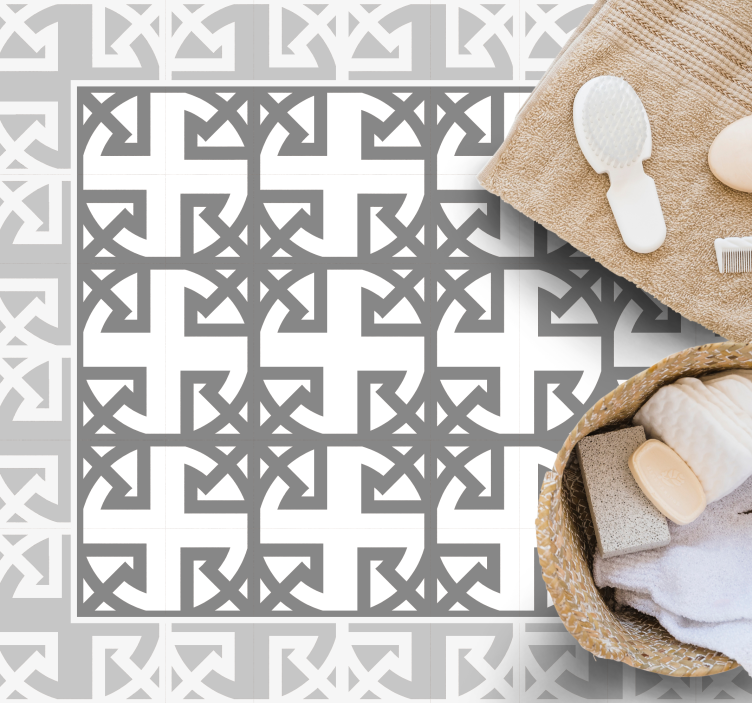 Alfombra hidráulica vinílica patrón gris decorativo - TenVinilo