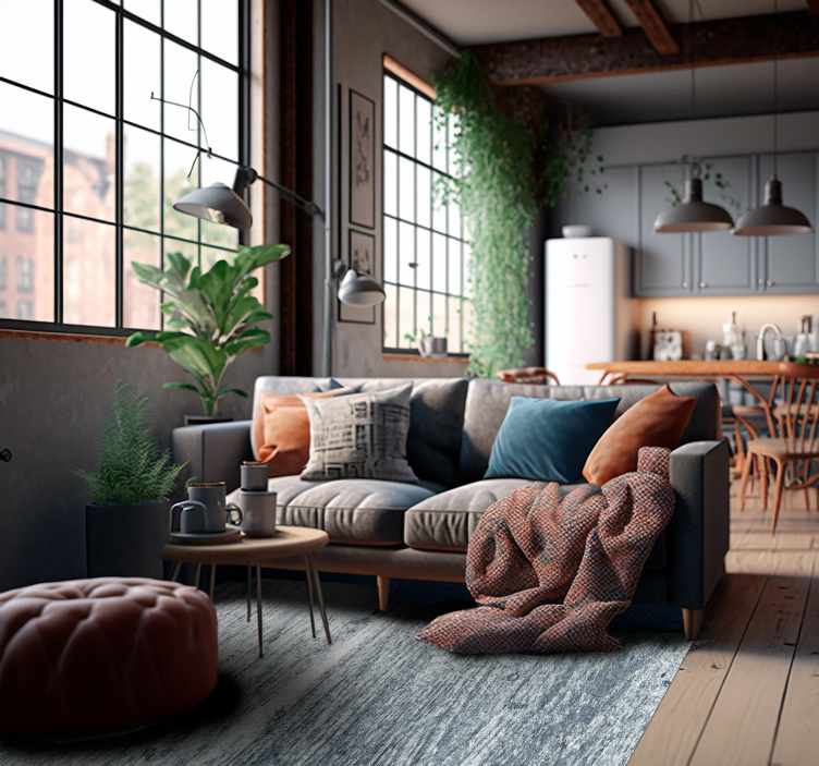 Alfombra salón textura cemento a rayas - TenVinilo