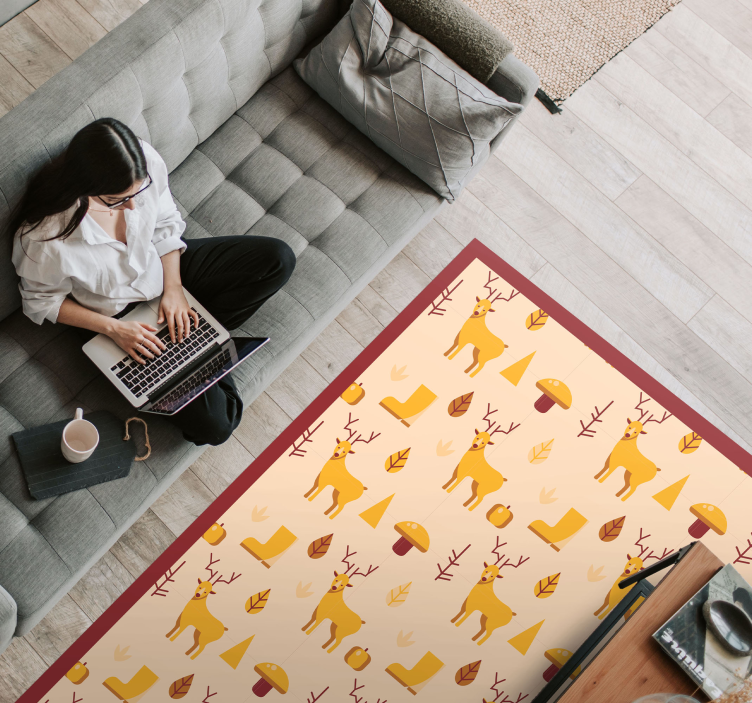 Alfombra vinílica animales ciervos y follaje - TenVinilo