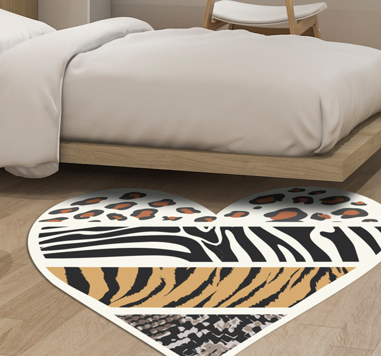 Alfombra vinílica animal print corazón de safari - TenVinilo