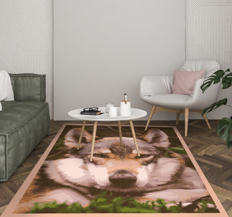 Alfombra vinílica animales diseño de cabeza de lobo - TenVinilo