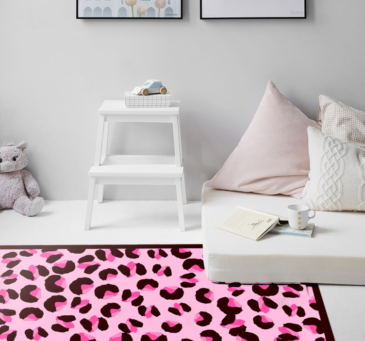 Alfombra vinílica animal print estampado de leopardo rosa - TenVinilo