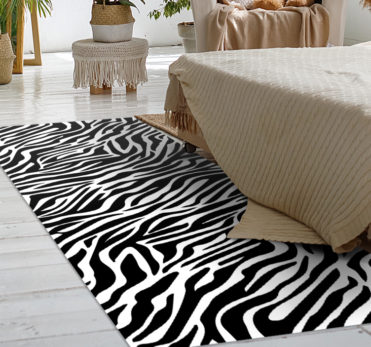 Alfombra vinílica animal print estilo de rayas de cebra - TenVinilo