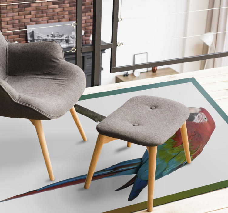 Alfombra vinílica animales guacamayo colorido - TenVinilo