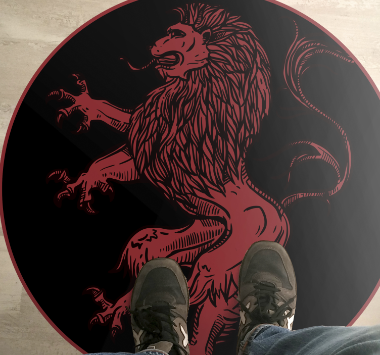 Alfombra vinílica animales emblema del león rojo - TenVinilo