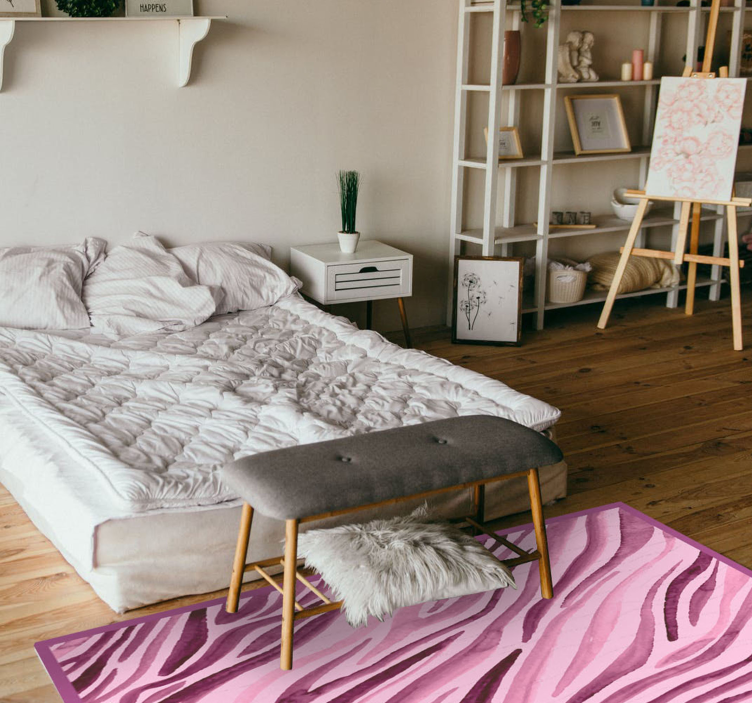 Alfombra vinílica animal print rayas de cebra rosa - TenVinilo