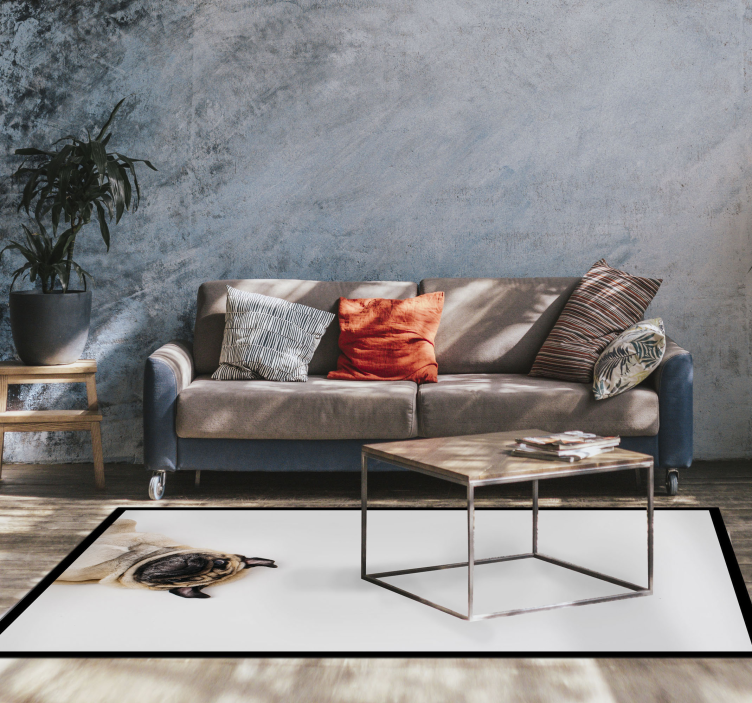 Alfombra vinílica animales diseño de retrato de pug - TenVinilo