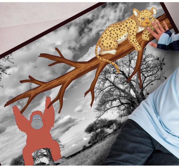 Alfombra vinílica animales criaturas de la jungla juguetonas - TenVinilo