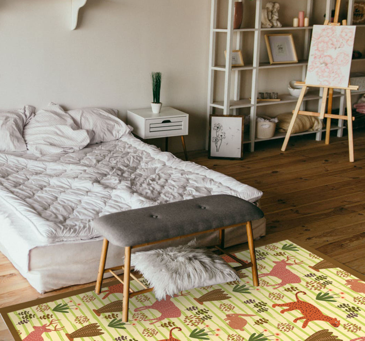 Alfombra vinílica animales patrón de vida salvaje de safari - TenVinilo