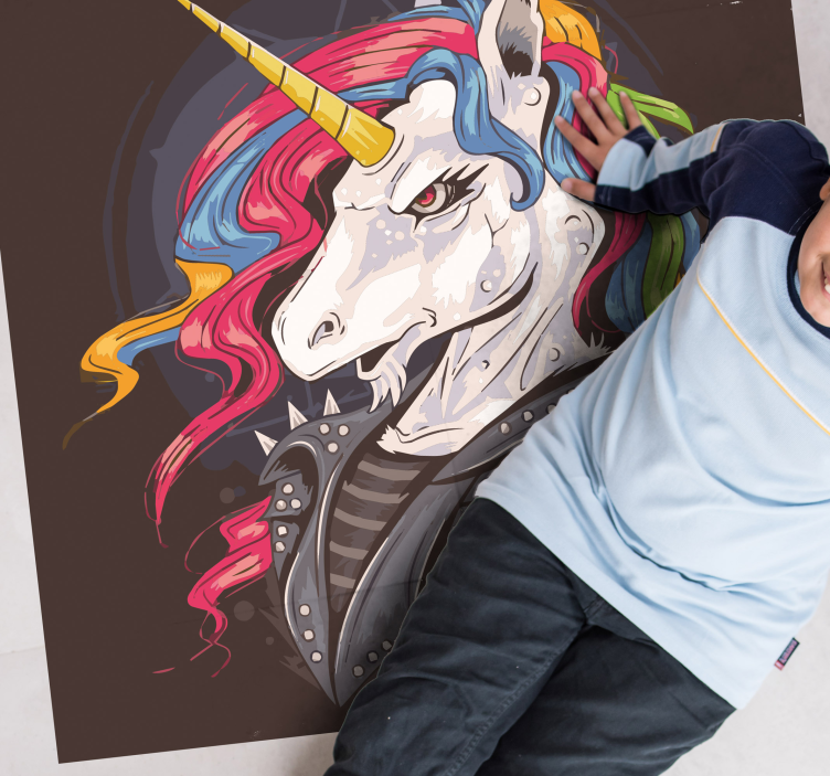Alfombra vinílica animales unicornio punk - TenVinilo