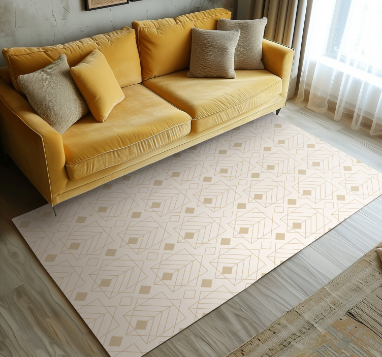 Alfombra vinilica beige patrón art déco - TenVinilo