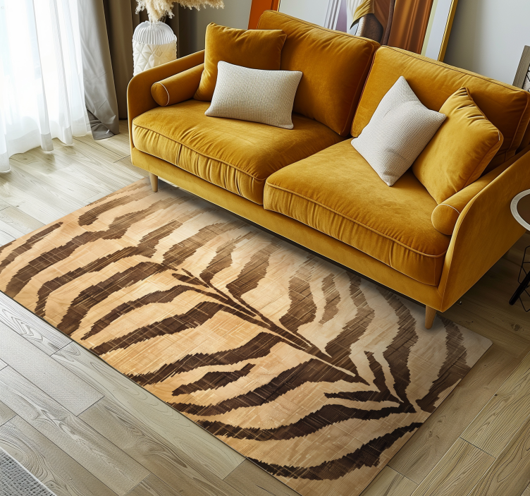 Alfombra vinilica beige rayas de tigre - TenVinilo