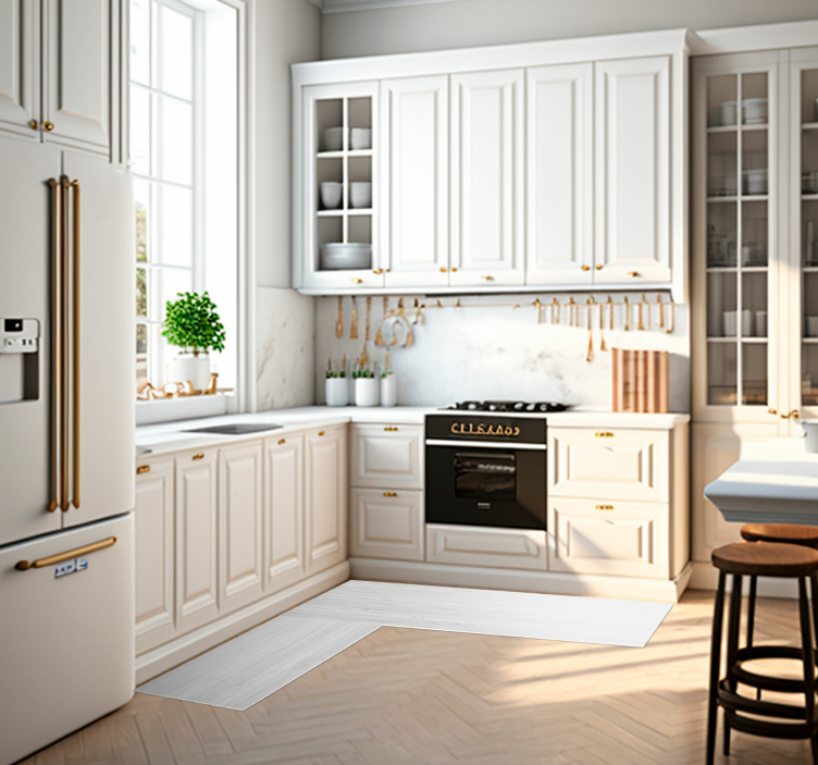 Alfombra vinílica cocina madera blanca - TenVinilo